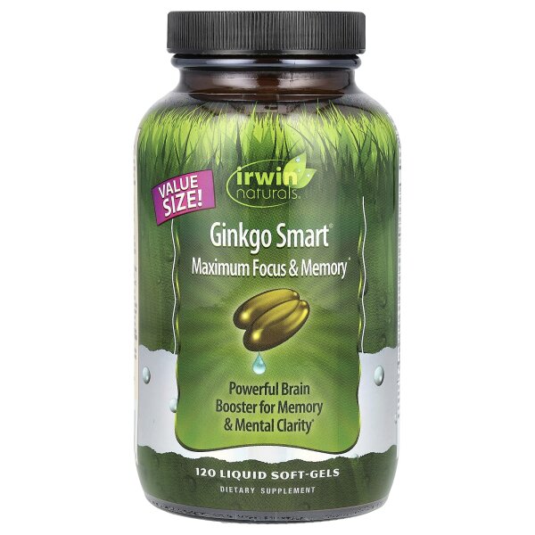 Irwin Naturals, Ginkgo clever, maximale Konzentration & Gedächtnis, 120 flüssige Weichkapseln