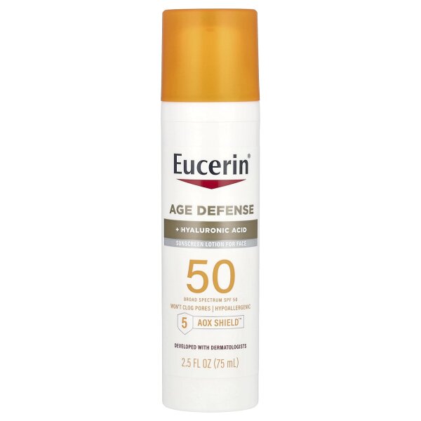 Eucerin, Age Defense, Lightweight Sunscreen Lotion For Face, leichte Sonnenschutzlotion für das Gesicht, LSF 50, ohne Duftstoffe, 75 ml