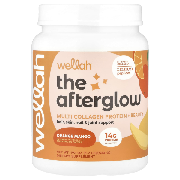 Wellah, The Afterglow, Multi Collagen Protein + Beauty, Multi-Kollagen-Protein + Beauty, Orange-Mango, 534 g