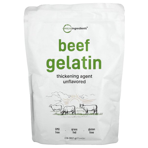 Micro Ingredients, Beef Gelatin Powder, Rindergelatinepulver, geschmacksneutral, 907 g