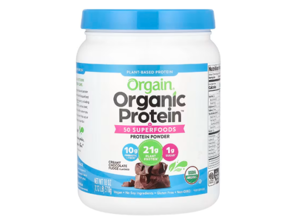 Orgain, Organic Protein Powder + 50 Superfoods, Bio-Proteinpulver + 50 Superfoods, cremiger Schokoladen-Fudge, 510 g