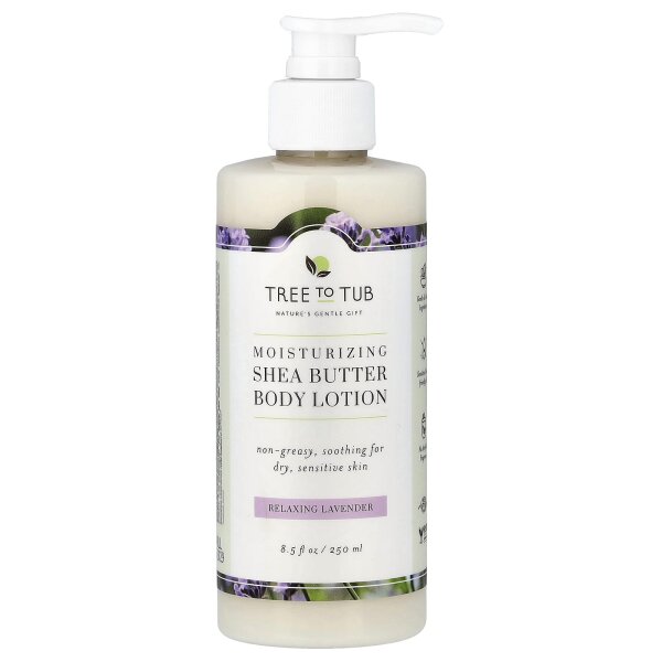 Tree To Tub,, Körperlotion, feuchtigkeitsspendend für trockene, empfindliche Haut, Lavendel, 250 ml