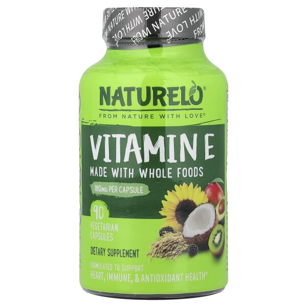 NATURELO, Vitamin E, 180 mg, 90 pflanzliche Kapseln