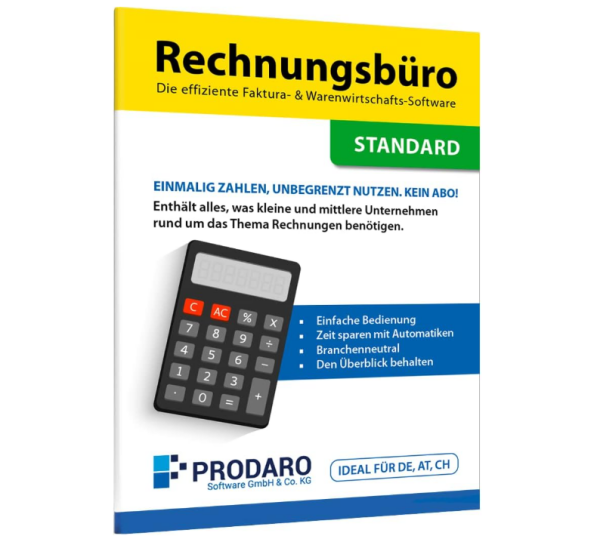 Rechnungsprogramm - Prodaro Rechnungsbüro STANDARD - Bitte Beschreibung lesen