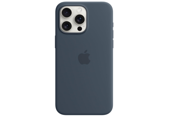 Original Apple iPhone 15 PRO MAX Silikon Case Hülle MagSafe Sturmblau