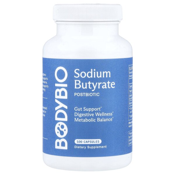 BodyBio, Sodium Butyrate, Natriumbutyrat, 100 GMO-freie Kapseln