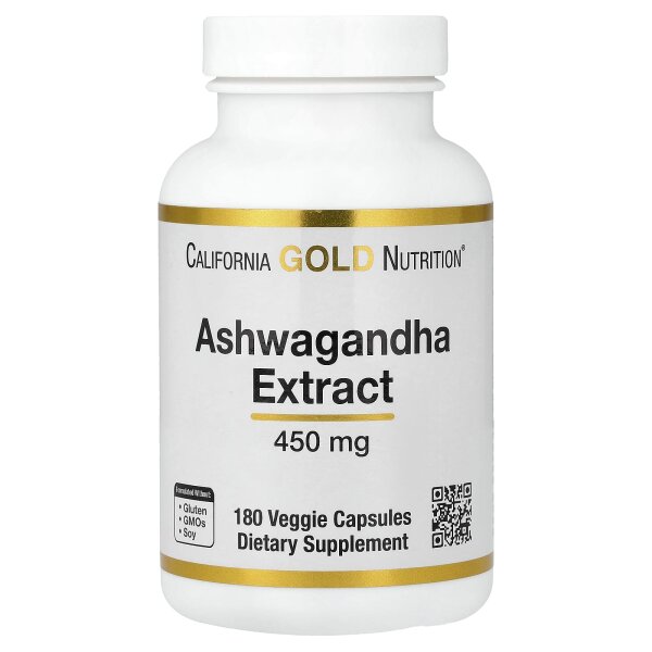 California Gold Nutrition, Ashwagandha, 450 mg, 180 vegetarische Kapseln