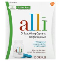 Alli, Orlistat, Weight Loss Aid, Hilfsmittel zur Gewichtsreduktion, Starterpaket, 60 mg, 60 Kapseln