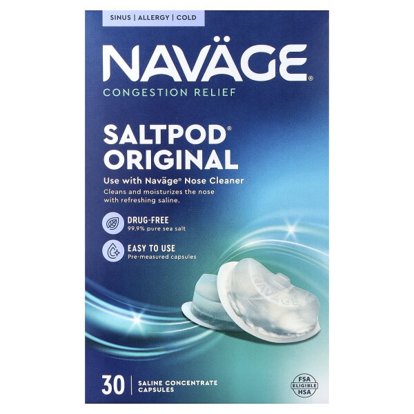 Navage, Nasal Care, Saline Nasal Irrigation, Nasenspülung mit Kochsalzlösung, 30 Kapseln