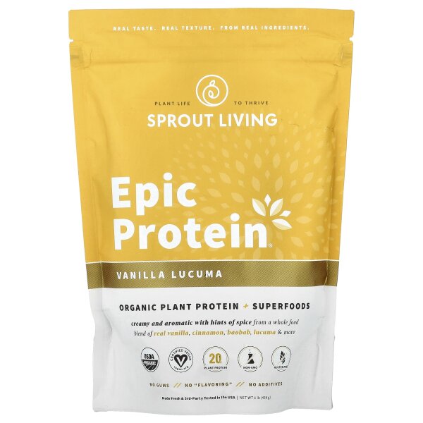 Sprout Living, Epic Protein®, Organic Plant Protein + Superfoods, pflanzliches Bio-Protein und Superfoods, Vanille, 456 g