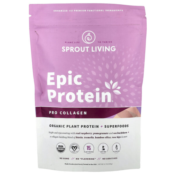 Sprout Living, Epic Protein®, Pro Collagen, pflanzliches Bio-Protein + Superfoods, 336 g