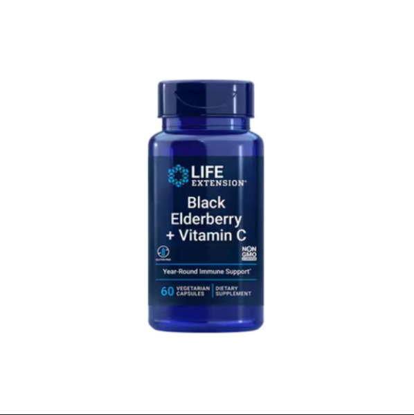 Life Extension, Schwarze Holunderbeere und Vitamin C - 60 Kapseln