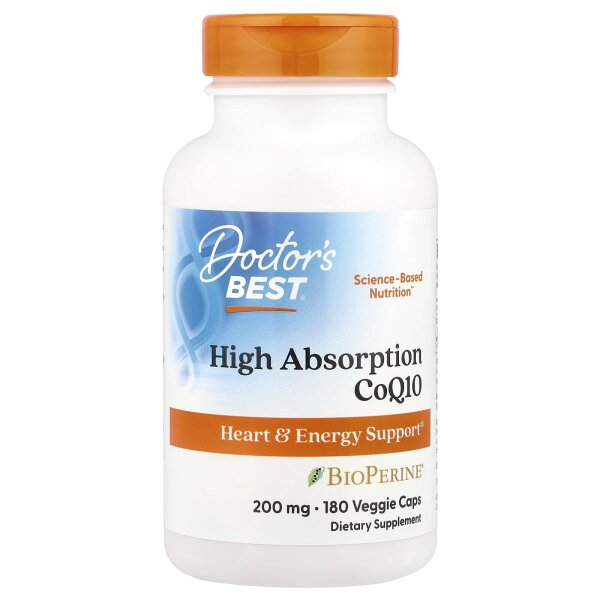 Doctors Best, High Absorption CoQ10 with BioPerine, hoch absorbierbares CoQ10 mit BioPerine, 200 mg, 180 pflanzliche Kapseln