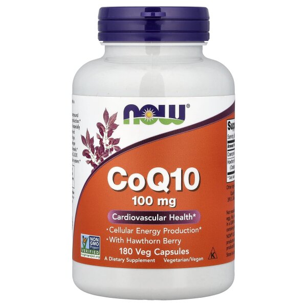 NOW Foods, CoQ10, mit Weißdorn, 100 mg, 180 vegetarische Kapseln