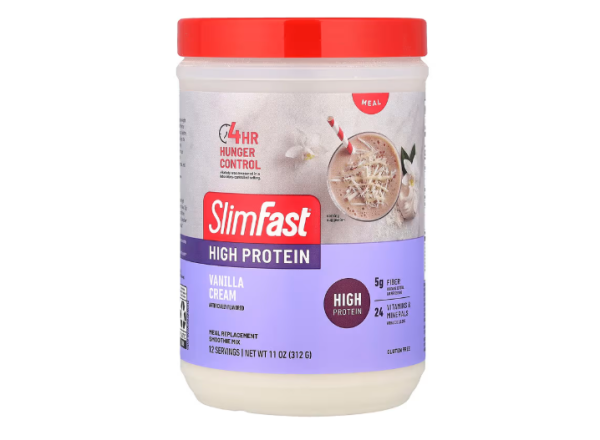 SlimFast, Proteinreich, Smoothie-Mix als Mahlzeitenersatz, Vanillecreme, 312 g