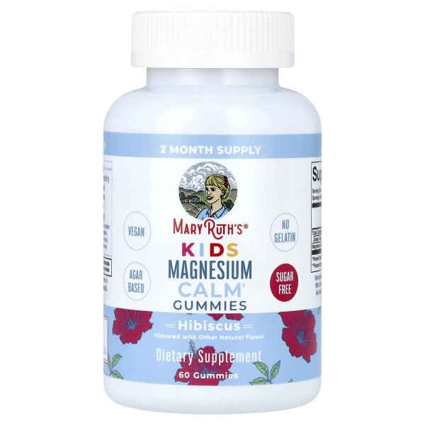 MaryRuths, Kids Magnesium Calm Gummies, beruhigende Magnesium-Fruchtgummis für Kinder, Hibiskus, 60 Fruchtgummis