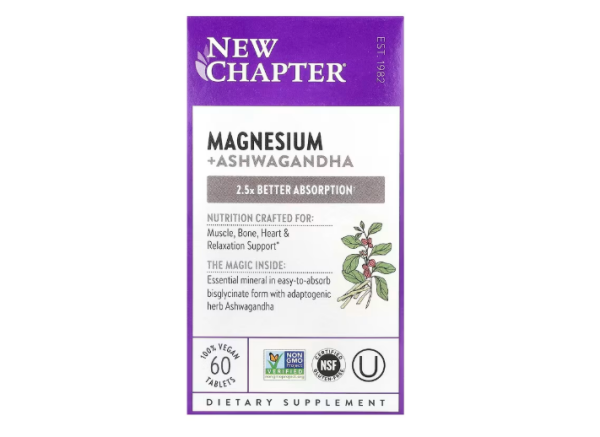New Chapter, Magnesium + Ashwagandha, 60 vegane Tabletten