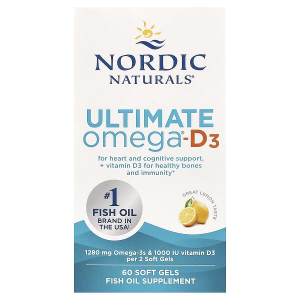 Nordic Naturals, Ultimate Omega-D3, Omega-3-Fischöl, Zitrone, 60 Weichkapseln