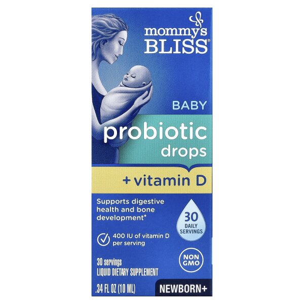 Mommys Bliss, probiotische Baby-Tropfen + Vitamin D, für Neugeborene und Babys, 10 ml