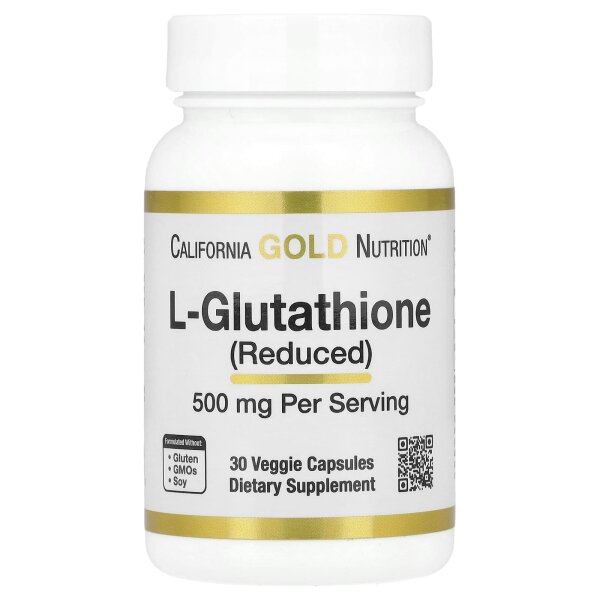 California Gold Nutrition, L-Glutathione (Reduced) 500 mg, 30 Kapseln
