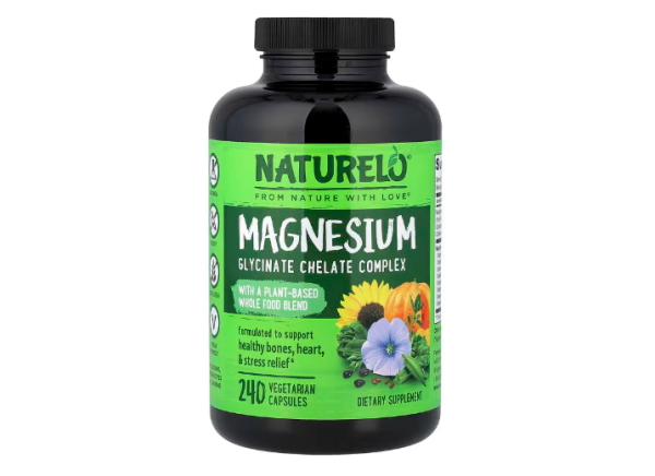 NATURELO, Magnesiumglycinat-Chelat-Komplex, 240 vegetarische Kapseln
