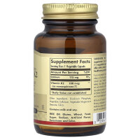 Solgar, Naturally Sourced Vitamin K2, natürlich gewonnenes Vitamin K2, 50 pflanzliche Kapseln