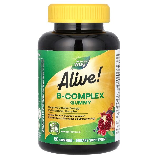 Natures Way, Alive! B-Complex Gummy, Fruchtgummis mit B-Komplex, Mango, 60 Fruchtgummis