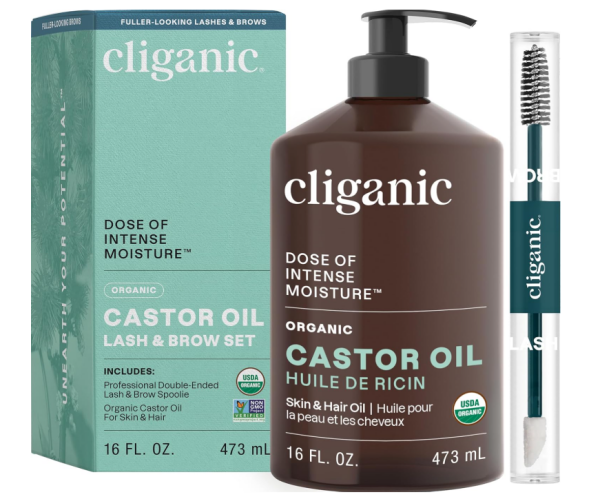 Cliganic, Certified Organic Castor Oil, zertifiziertes Bio-Rizinusöl, 1 Set, 473 ml