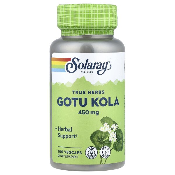 Solaray, True Herbs, Gotu Kola, 450 mg, 100 pflanzliche Kapseln
