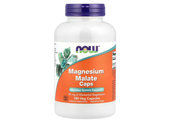 NOW Foods, Magnesium Malate Caps, Magnesiummalatkapseln, 95 mg, 180 pflanzliche Kapseln
