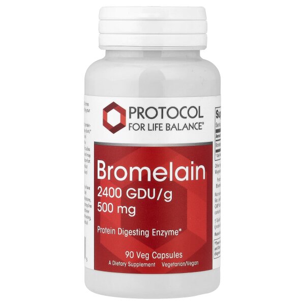 Protocol for Life Balance, Bromelain, 2400 GDU/g, 500 mg, 90 pflanzliche Kapseln