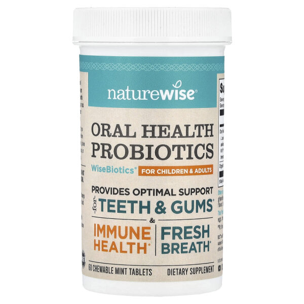 NatureWise, Oral Health Probiotics, Probiotika für die Mundgesundheit, für Kinder und Erwachsene, Minze, 50 Kautabletten