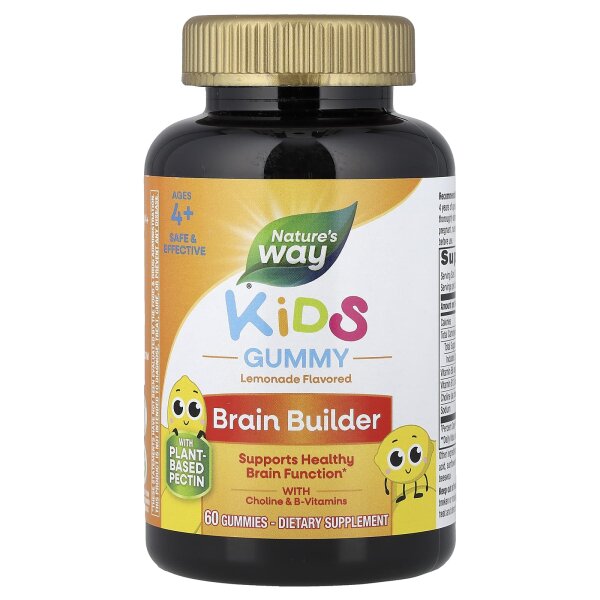 Natures Way, Gehirnfunktion für Kinder ab 4 Jahren, Limonade, 60 Fruchtgummis