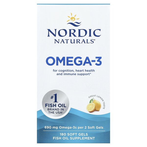 Nordic Naturals, Omega-3, Omega-3-Fischöl, Zitrone, 180 Weichkapseln (345 mg pro Weichkapsel)