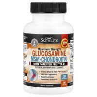 BioSchwartz, Glucosamin MSM + Chondroitin mit patentiertem Fruitex-B®, maximale Stärke, 90 Kapseln