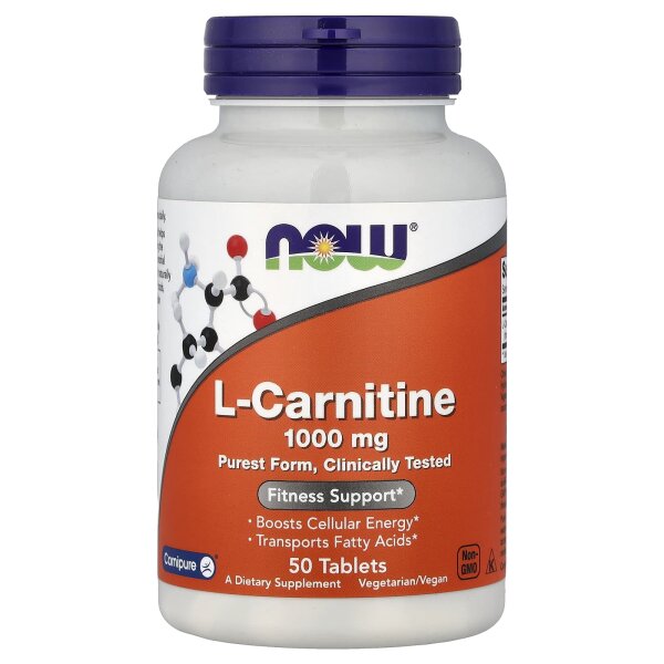 NOW Foods, L-Carnitin, 1.000 mg, 50 Tabletten