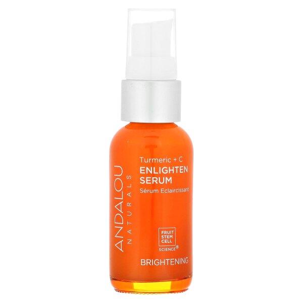 Andalou Naturals, Enlighten Serum, Turmeric + C, aufhellendes Serum mit Kurkuma und Vitamin C für mehr Strahlkraft, 32 ml
