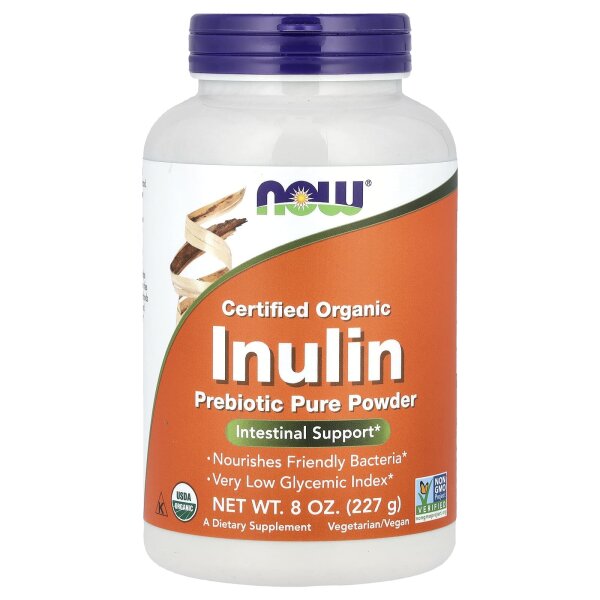NOW Foods, Certified Organic Inulin, Prebiotic Pure Powder, präbiotisches reines Pulver zur Darmunterstützung, 227 g