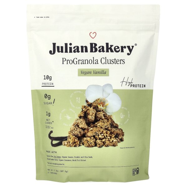 Julian Bakery, Pro Granola, Vegan Vanilla Cluster, Knuspermüsli, Vanille, 507,5 g