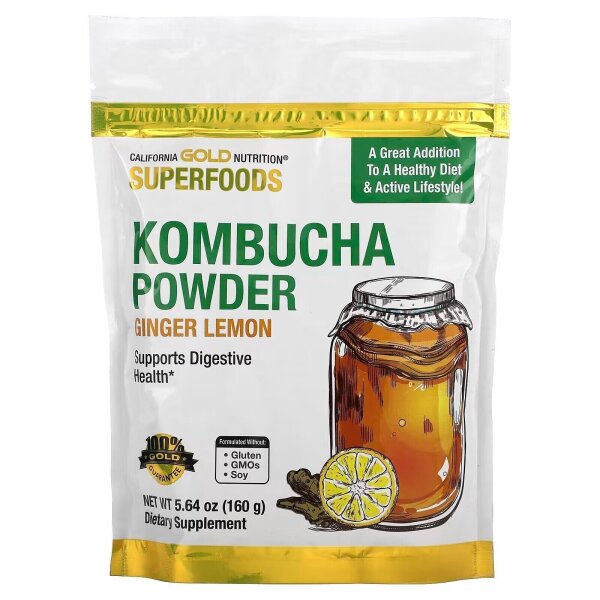 California Gold Nutrition, Superfoods, Kombuchapulver, Ingwer-Zitrone, 160 g