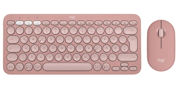 Logitech Pebble 2 Combo, kabellose Tastatur und Maus, QWERTZ, Rosa