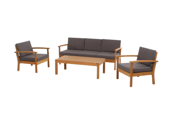 Gardamo Lounge-Set Tavira 4-tlg. Eukalyptus Grau inkl. Kissen FSC®