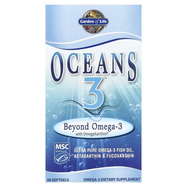 Garden of Life, Oceans 3, Beyond Omega-3 mit OmegaXanthin, 60 Weichkapseln