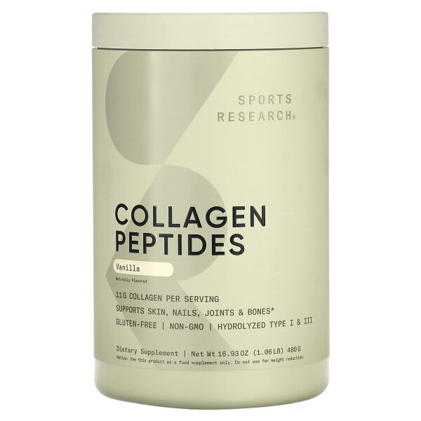 Sports Research, Collagen Peptides, Kollagenpeptide, Vanille, 480 g