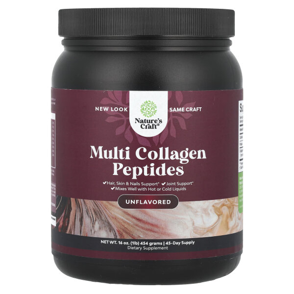 Natures Craft, Multi Collagen Peptides, Unflavored, Multi-Kollagen-Peptide, geschmacksneutral, 454 g
