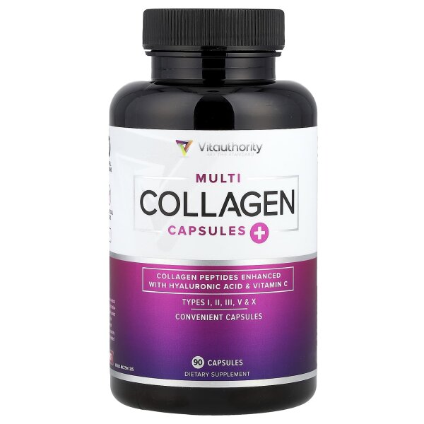 Vitauthority, Multi Collagen Capsules+, Multi-Kollagen-Kapseln+, 90 Kapseln