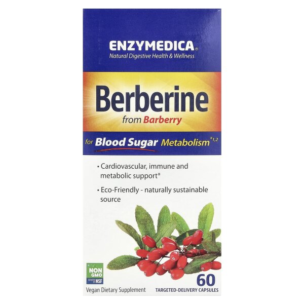 Enzymedica, Berberine, Berberin, 60 Kapseln mit gezielter Abgabe