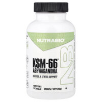 NutraBio, Ashwagandha KSM-66, 600 mg, 90 V-Kapseln