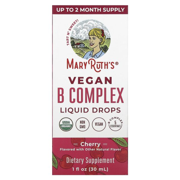 MaryRuths, Vegan B Complex Liquid Drops, flüssige Vegan-B-Komplex-Tropfen, Kirsche, 30 ml