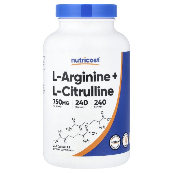Nutricost, L-Arginin + L-Citrullin, 240 Kapseln